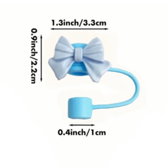 Bow Straw Topper, Fits 10mm Straws, NEW, BABY BLUE - Picture 3 of 7